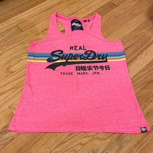 SuperDry Pink Rainbow Cotton Tank Top Size 4 US VGUC